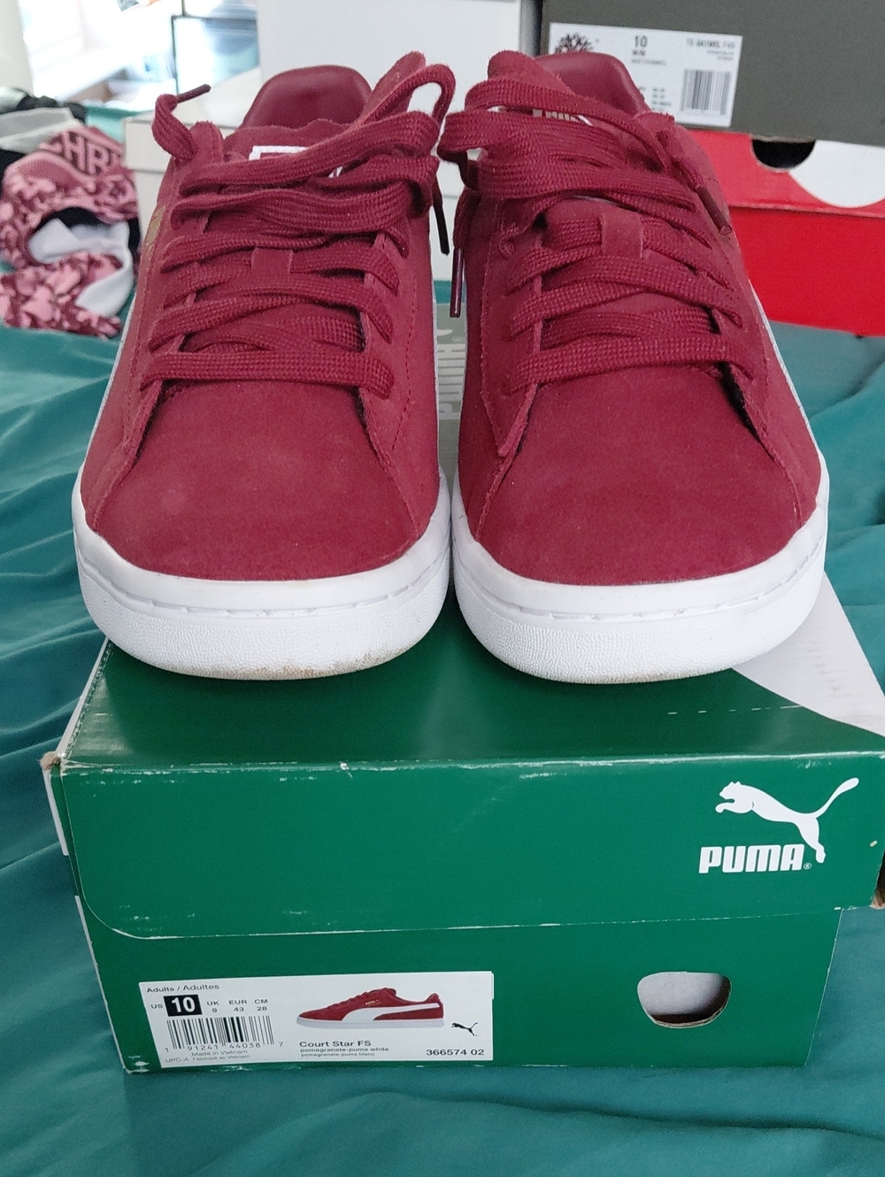 Puma Mens Court Star Suede Sneakers - Burgundy with White Sole